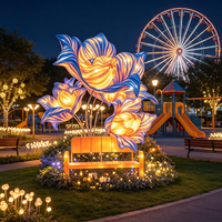 Ensemble de lanternes géantes en forme de fleurs pour l'extérieur, éclairage décoratif festif pour les places de ville et les événements