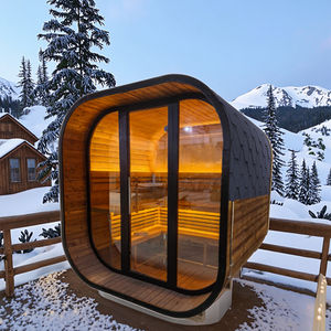 ห้องซาวน่าอบไอน้ำแบบเปียก/แห้งสำหรับห้องซาวน่าพร้อมม้านั่งแถบไฟ LED ไม้ซีดาร์สีแดง - Product Image 1