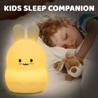 Lampe de Nuit Veilleuse LED Respirante Tactile Lapin en Silicone pour Décoration Chambre de Bébé, Salon et Chambre à Coucher