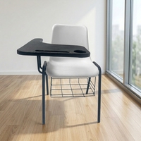 Chaises empilables avec tablette d'écriture et panier suspendu, qualité commerciale pour l'école, la formation, l'université, le bureau, l'institution