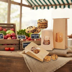 Sac de transport classique en papier ciré de qualité alimentaire avec poignée Flexiloop |   11412 pouces |   Marron |   Écologique et réutilisable - Product Image 3