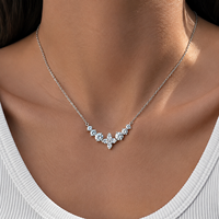 Collier en moissanite 2,8 carats, 7 pierres, diamant VVS1, argent sterling 925 plaqué or blanc, certifié GRA, collier pendentif pour femmes