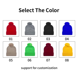 Personalized Logos Embroidered Acrylic Spherical Caps Winter Knitted Pompom Hats <strong>Black</strong> <strong>Beanie</strong> Hat Suitable For Men And Women - Product Image 2