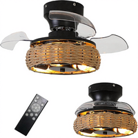 Ventilateur de plafond rétro avec moteur DC, éclairage de chambre, ampoule Aspa 40W, lampe en cage, télécommande, minuterie, 6 vitesses, réversible