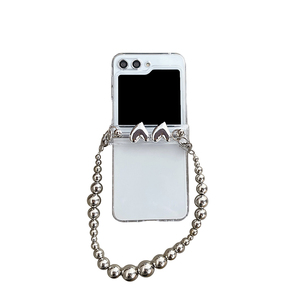 Custodia pieghevole con schermo pieghevole per telefono con cinturino a mano, placcato cuore piccolo orso trasparente guscio rigido per Samsung Zflip5 Zflip4 Flip6 - Product Image 6