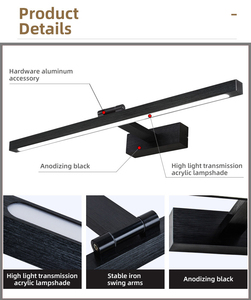 Modern LED <b>Wall</b> Lamp Black Rectangular Aluminum Minimalist Design 270° Adjustable Dimmable for Living Room Artwork Lighting - Product Image 6