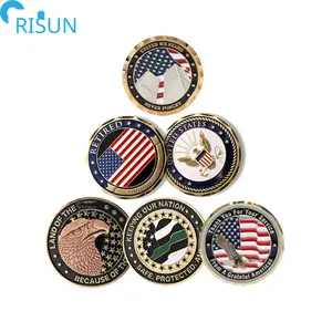 Suministros de colección de fábrica Bandera americana Moneda de desafío Logotipo personalizado metal 3D Espacios en blanco conmemorativos Monedas de desafío de recuerdo