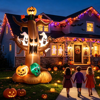 Décoration extérieure gonflable Feidu Modèle 21330 de 2,4 mètres en polyester, sculpture d'air d'Halloween avec lumières LED, citrouille, fantôme, crâne