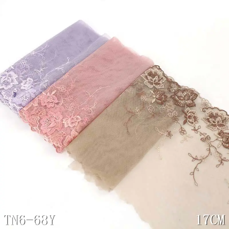 Spot di vendita di tessuto ricamato 17 centimetri di larghezza materiale del merletto 3d del merletto del fiore del tessuto