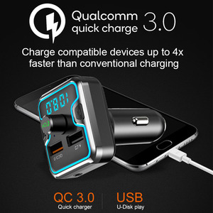 Tay-miễn phí gọi điện thoại FM Transmitter MP3 âm nhạc Máy nghe nhạc đôi USB sạc LED Backlit xe sạc cho <span class=keywords><strong>Bluetooth</strong></span> 5.3 âm thanh Receiver - Product Image 6