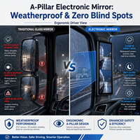 Moniteur de rétroviseur latéral électronique universel A-Pillar 10,36 pouces avec système d'avertissement de collision IA et caméra BSD HD 1080P pour semi-remorque et bus