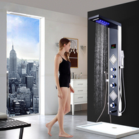 Vente en gros 304 acier inoxydable noir titane or panneau de douche thermostatique carré hôtel appartement