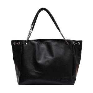 Cuero Genuino de Grano Completo Personalizado Directo de Fábrica – Textura Lichi Negra con Asas de Cadena - Diseño Espacioso | Edición de Regalo de Lujo - Product Image 1