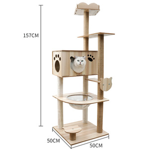 Tempat goresan kucing Modern mewah, menara rumah hewan piaraan panjat pohon kucing besar Platform melompat kucing - Product Image 6