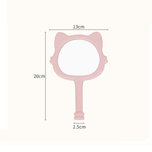 Zonisin cermin kosmetik anak perempuan, desain baru plastik kartun bentuk kucing lucu portabel cermin Makeup genggam Salon pegangan tangan - Product Image 3