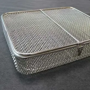 Heat Resistant Inconel 600 Stainless Steel Woven Wire Mesh Storage Basket With Handle