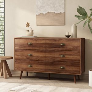 <span class=keywords><strong>Commode</strong></span> marron <span class=keywords><strong>noyer</strong></span> pour chambre à coucher, <span class=keywords><strong>commode</strong></span> à 6 tiroirs avec larges tiroirs et bouton en métal, commodes en bois et coffre <span class=keywords><strong>de</strong></span> couloir, entrée. - Product Image 1