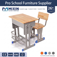Table et chaise individuelles pour école primaire, bureau et chaise en métal à double colonne avec réglage en hauteur, design de style chinois pour les élèves