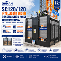 Monte-charge à double cage Dahan Sc120/120 1200KG avec moteur et engrenages haute efficacité, hauteur de levage 150m, certifié ISO CE GOST