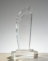 Trophée élégant en acrylique écologique imprimé UV, design double-courbé découpé avec précision, gravable au laser pour récompenses d'entreprise et employés