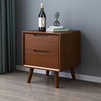 Table de chevet en bois massif Tenghang, style nordique moderne, avec 2 tiroirs et pieds effilés, pour le rangement dans la chambre, idéale pour les petits espaces