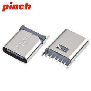 Conector Hembra Tipo C 6P SMD Empotrado Horizontal con Abrazadera para Carga y Datos L7.35 - Product Image 4