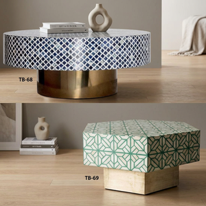 Table basse en os incrusté, design moderne, BS INTERNATIONAL NA149, structure en bois durable, garantie 3 ans, pour la maison/le bureau, salon - Product Image 2