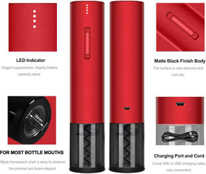 Tire-bouchon électrique USB rechargeable haut de gamme sans fil avec coupe-capsule, ensemble d'accessoires de cuisine automatiques - Product Image 3