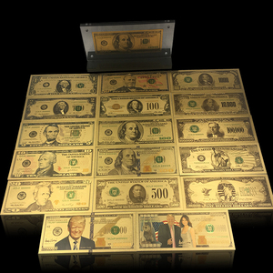 Waterproof <strong>PET</strong> 24k Gold Foil Banknotes USD 1 2 5 10 20 50 100 500 Collectible - Product Image 1