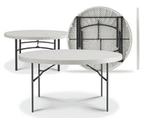 Solid White 60 "HDPE Kunststoff Esszimmer Bankett Tisch im Freien 8-10 Sitze 5ft runden Klapptisch für Veranstaltungen Langlebiges modernes Design