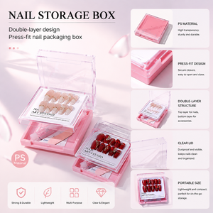 Boîte de rangement vide multifonction à double couche avec logo personnalisé, étui portable anti-poussière pour faux ongles et outils de manucure, vente en gros - Product Image 2