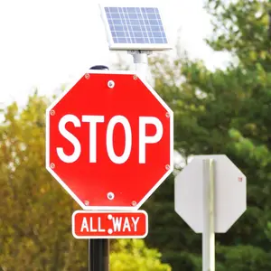 24 "Piscando Reflexivo Solar Powered Energia Dual Led Stop Sinais Board Luz Painel Geelian Fornecedor Post Sign Arrow