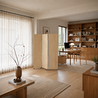 Paravent pliant mobile en contreplaqué marin, cloison roulante personnalisée pour la séparation d'espaces (maison, studio, boutique)