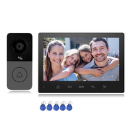 Vidéophone intelligent IPS 7 pouces 1080P HD, entrée sans clé RFID, sonnette métallique IP55, 16 mélodies, contrôle double verrouillage pour villa