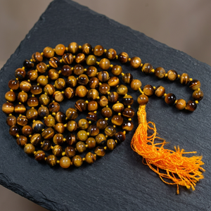 Collier Jap Mala Œil de Tigre Jaune 8MM Perles 108 Étanche Poli Feng Shui Religieux Unisexe Vente en Gros JILANI AGATE GEMS - Product Image 4