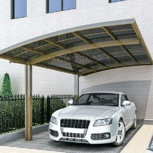 Abri de voiture moderne de luxe en polycarbonate avec toit arqué et structure métallique pour 2 voitures, <span class=keywords><strong>garage</strong></span> de stationnement - Product Image 5