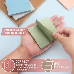 Vintage 8 Colors 3x3 Inch Tearable Sticky Notes Student <b>Memo</b> Paper Reusable Customizable Notepad - Product Image 4