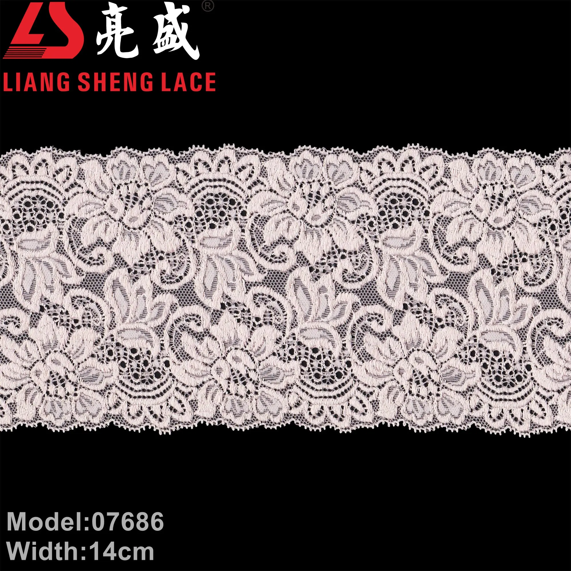 Envoltura decorativa elástica de doble borde para vestido de mujer, adorno de encaje blanco de punto para lencería, 07686, 14cm