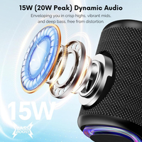 Altavoz Inalámbrico BT para Exteriores, Portátil, Resistente al Agua IPX5, Emparejamiento Estéreo TWS, LED, Bajos HD de 15W, para Camping, Playa, Senderismo, Viajes