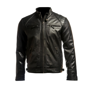 Veste de moto pour homme en cuir véritable imperméable et coupe-vent, matelassée aux épaules, pour l'hiver - Product Image 1