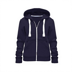 Sweat à capuche zippé en molleton 100 % coton blanc pour femme, coupe classique, couleur unie, décontracté, automne, avec poche avant, personnalisable - Product Image 3