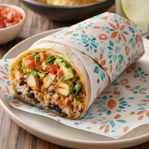 Feuilles de papier d'emballage alimentaire imprimées sur mesure pour tacos, burritos, quesadillas et restaurants mexicains - Product Image 3