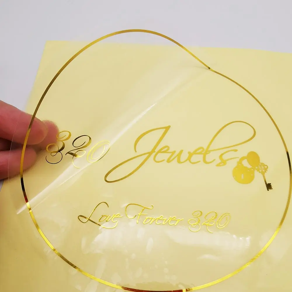 סיטונאי לוגו מותאם אישית עמיד למים נייר זהב כסף רוז זהב ברור ויניל שקוף מדבקה עבור אריזת תוויות