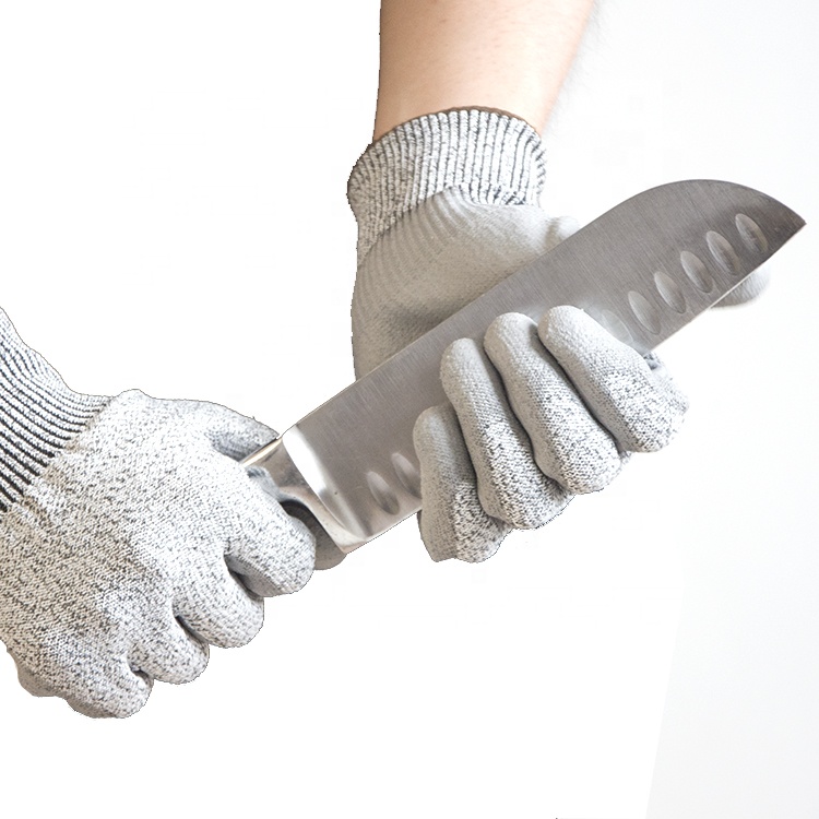 YEEHO Custom Logo Knitted HPPE Anti-Cut PU Gloves Level 5 En388 Personal Protective Equipment Cut Resistant for Safety Work