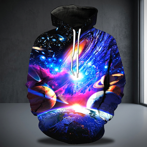 Men's <b>Galaxy</b> Printed <b>Hoodie</b> Regular Fit Casual Knitted Polyester Autumn Streetwear - Product Image 3