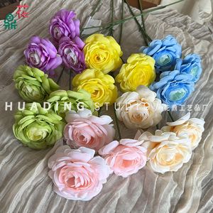 Nuevo Ramo de Loto Artificial de Tres Cabezas, Loto de Seda Sintética Realista para Fotografía de Bodas, Arreglo Floral - Product Image 1