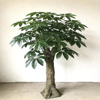 Arbre à Monnaie Artificiel Pachira Aquatica, Feuilles Réalistes, Décoration Intérieure pour Bureau, Centre Commercial, Hôtel, Arbre de la Fortune