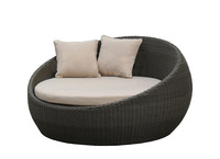 Meubles de lit de repos pour terrasse extérieure Lit de repos rond en osier Canapé en rotin Lit de soleil à vendre Chaise longue d'extérieur