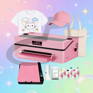 Stampante DTF Mini A3 Rosa D-8 ad Alta Riproduzione Cromatica, Macchina per Trasferimento a Caldo su Tessuti e Magliette, Kit per Principianti - Product Image 1