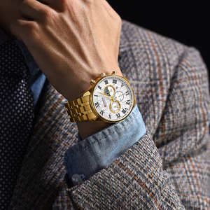 นาฬิกาข้อมือควอตซ์สแตนเลสสตีลหรูหราสำหรับผู้ชาย รุ่น 8427 CURREN กันน้ำ พร้อมฟังก์ชั่นเรืองแสง แสดงวันที่ ดีไซน์ทันสมัย - Product Image 4